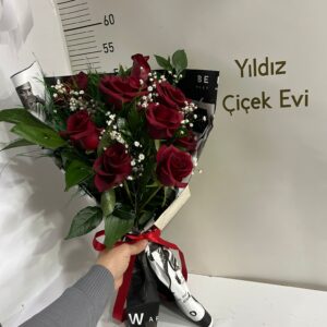 SEVGİLYE ÖZEL 9 LU KIRMIZI GÜL BUKETİ